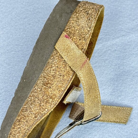 NAOT Aspen Leather Sandals Wedge Cork Gold Metallic Rhinestones EU 38 US 7 - 7.5 - Picture 9 of 16